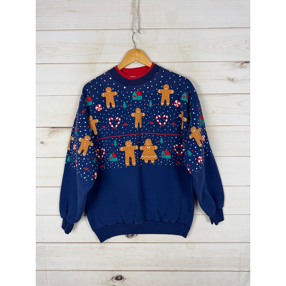 Vintage Artisans Sweatshirt L-XL Gingerbread Christmas Ugly Holiday 90s